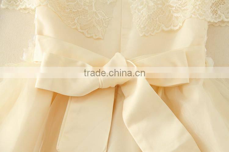 2017 baby girl party dress children frocks designs Lace Sexy Harness Apricot Lovely cotton net birthday party dresses