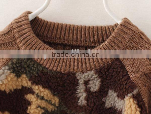 Army Green Round Neck Boys Combat Pullover Sweater