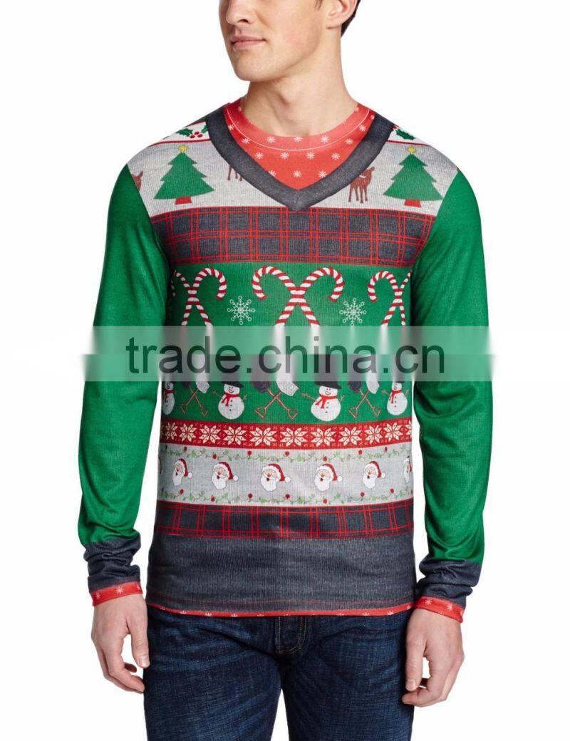 Men Green Sweater Red Striped Pattern Custom Christmas Sweater