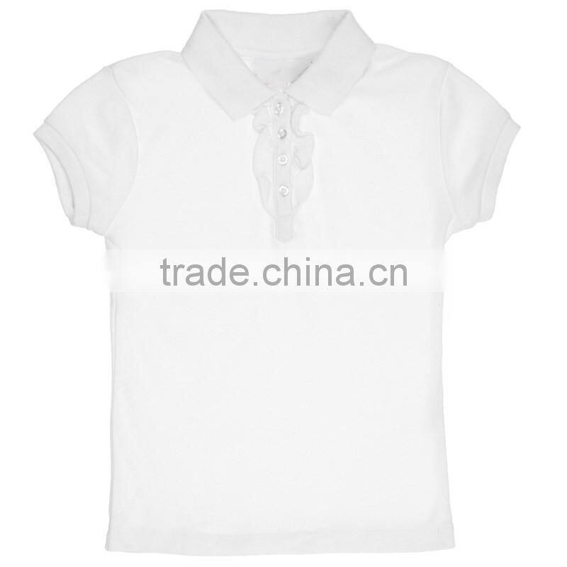 beautiful plain girls blank ruffle sleeve polo t shirt