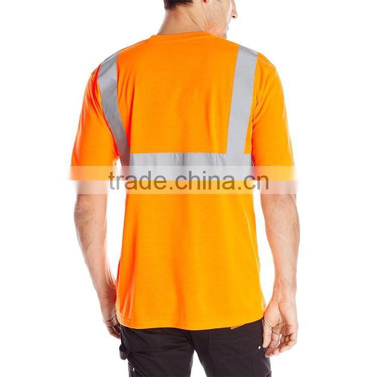 Short Sleeve Fashion Design Wholesale Cheap Safety Tape Hi Vis 100% Cotton Reflective T-shirt