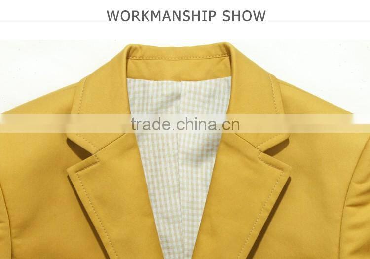 ELPA 2016 new fashion notch lapel single breasted double back vent cotton boys blazer