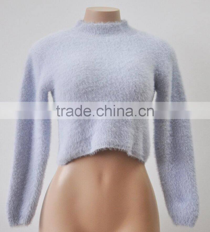 M1145 Runwaylover 2016 latest design fashion ladies fur turtleneck sweater tops