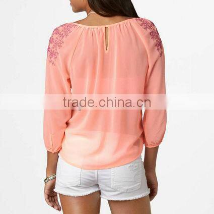 2013 sexy women sheer chiffon blouse new designs
