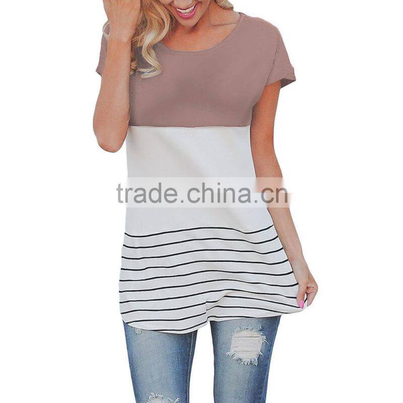 Custom fashion ladies short sleeve blouses for wholesale 2017