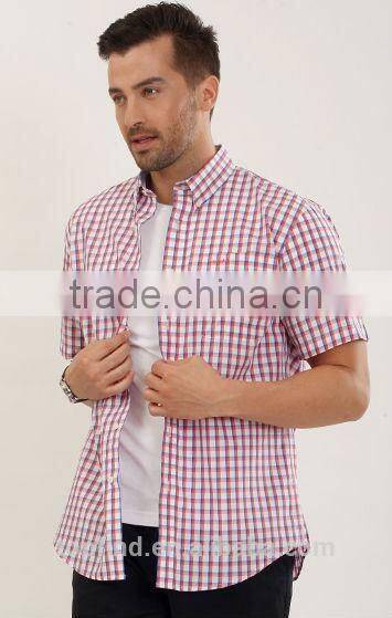 2014 new design slim fit plaids short shirts for Mid Adult Men