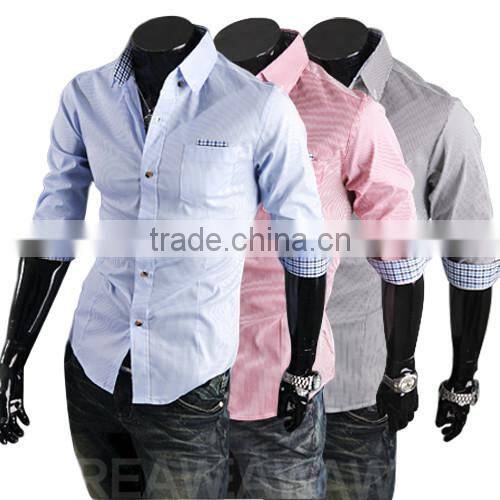 Yiwu factory directly supply hot sale 2016 slim fit long sleeve three colors turkish cotton shirt for men