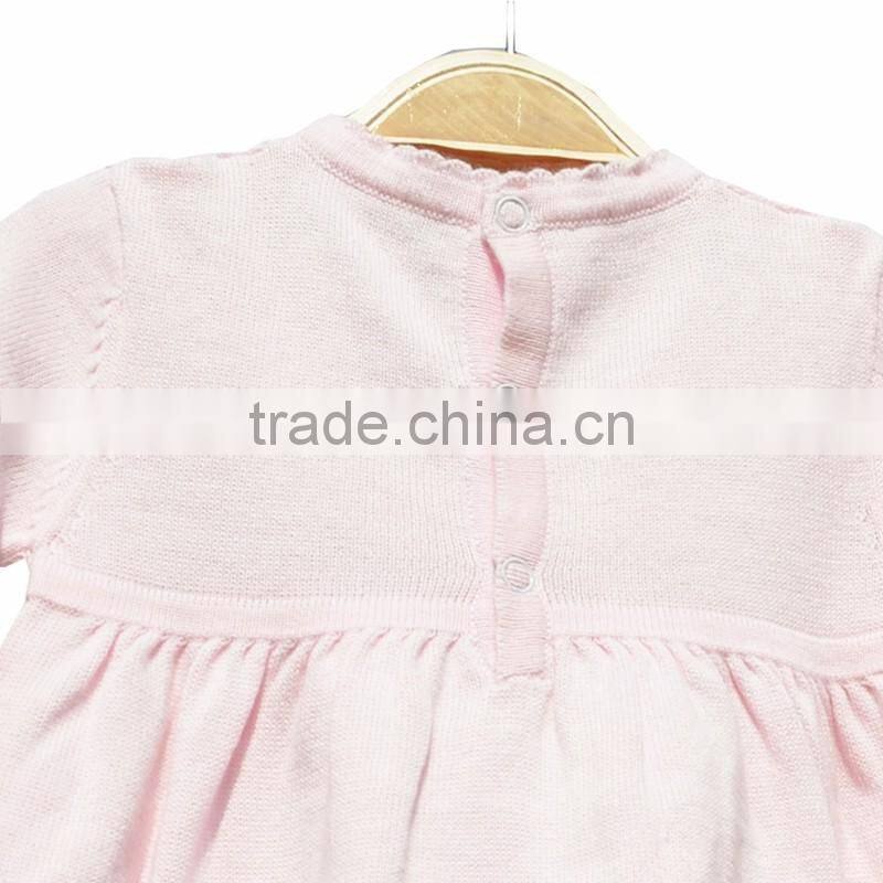 Round Neck Cardigan Cotton Knitting Baby Girl Sweater Dress