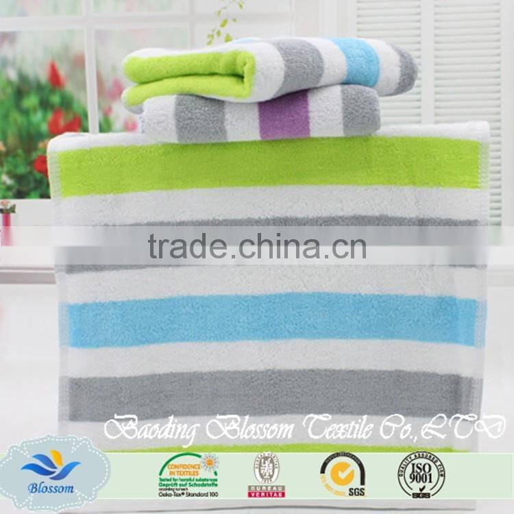 high quality striped yarn dyed breathable compressed bamboo fabric face towel