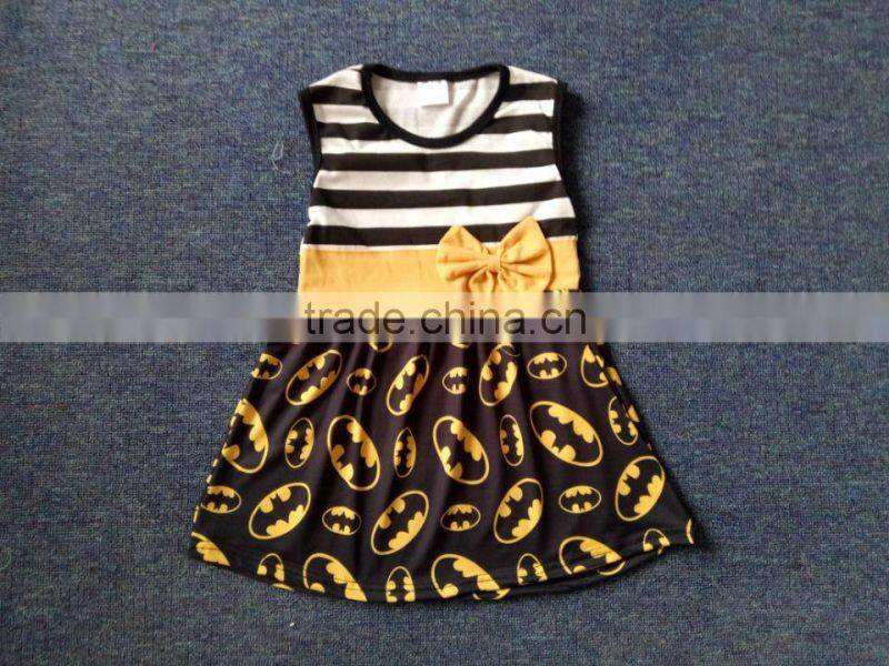 Yiwu supplier boutique girls fancy cartoon unicorn printed dress smocked baby soft cotton frock girl clothing