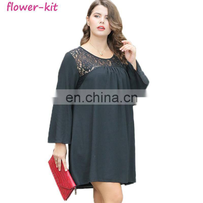 2017 Plus Size Women Loose Lace Casual Dress