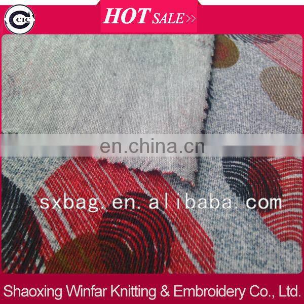 shaoxing winfar melange polyester spandex knitting custom printed fabric design for garment