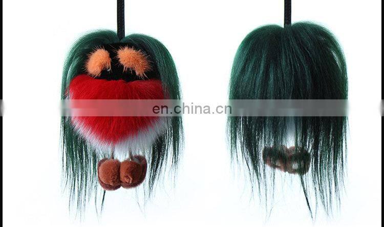 Luxury Colorful Fox Fur Animal Accessory / Fox Fur Bag Charm Key Chain