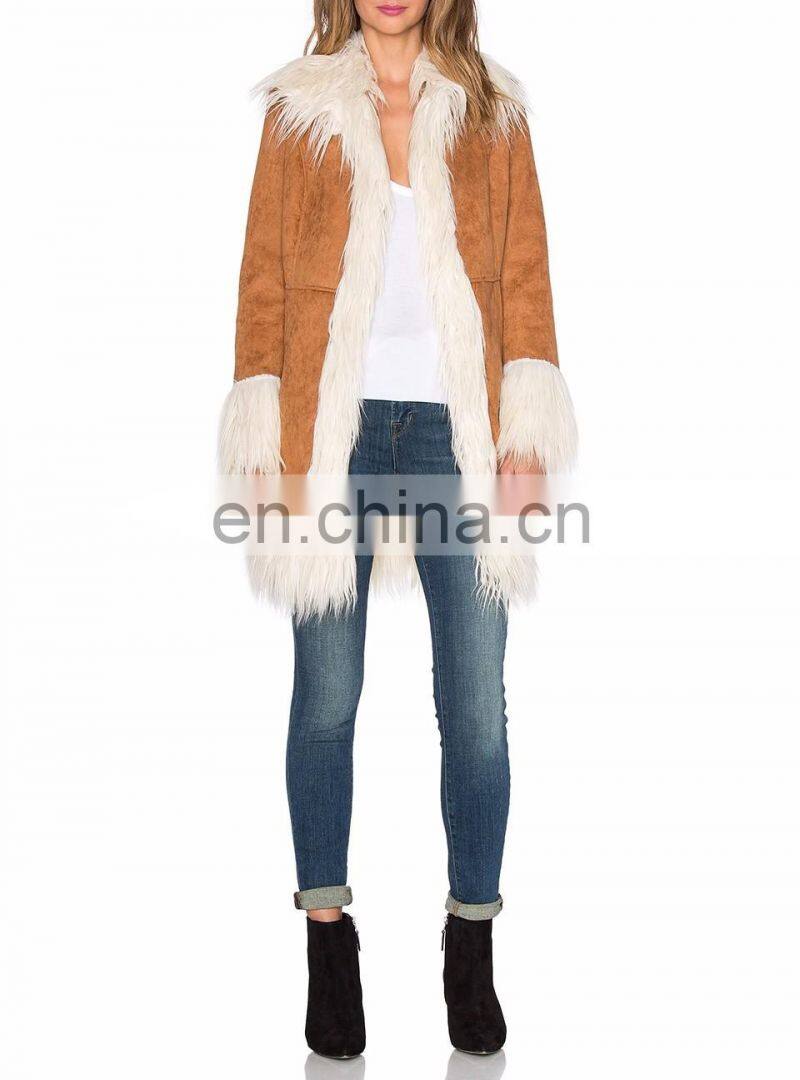 Lady's most fashion lady suede fur coat