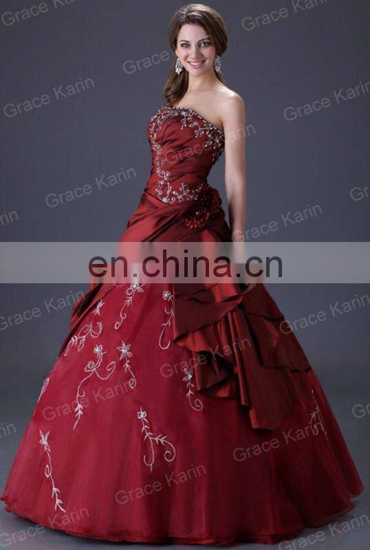 Grace karin long floor length red Prom Wedding Evening Dress Bridal Gown CL2516