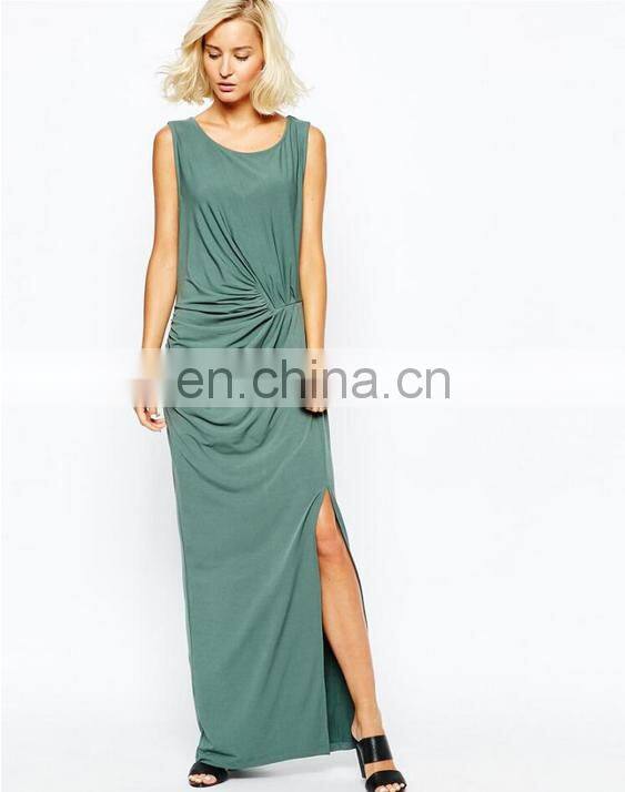 summer long ladies casual dress side slipt outfit dress