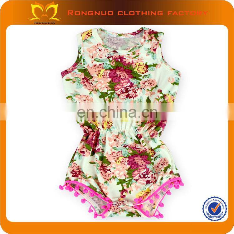 Latest Babeeni Smocked Rompers Vintage ONeck Flower Print Jumpsuit Kids Sequin Jumpsuit