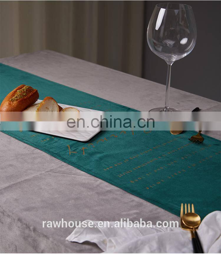 RAWHOUSE brozing words velvet table cover polyester table cloth
