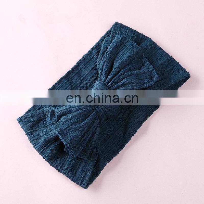 27Colors Baby Soft Headband Girl Solid Color jacquard stripe headwear with bow