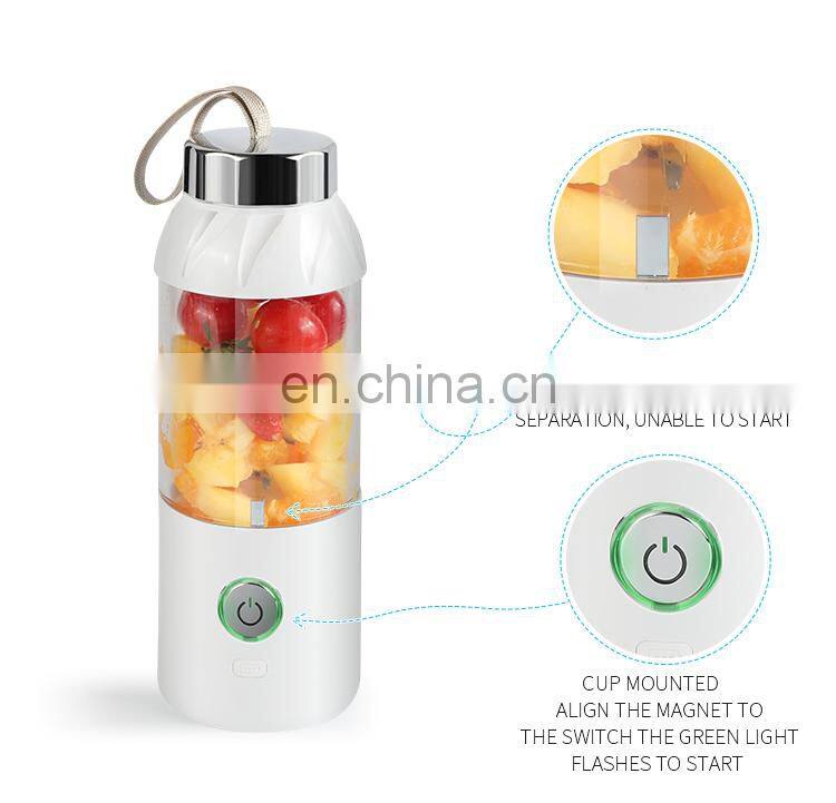 2021 New USB Rechargeable 7.4V Powerful Fruit Smoothie Mixing Portable Blender Juicer with Bottom Cover