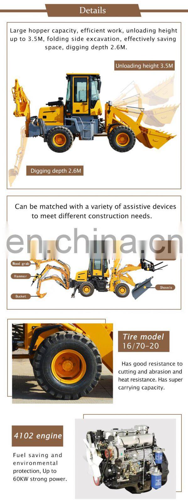 Front loader and backhoe hydraulic 4x4 loader backhoe Mini Backhoe Loader with Price