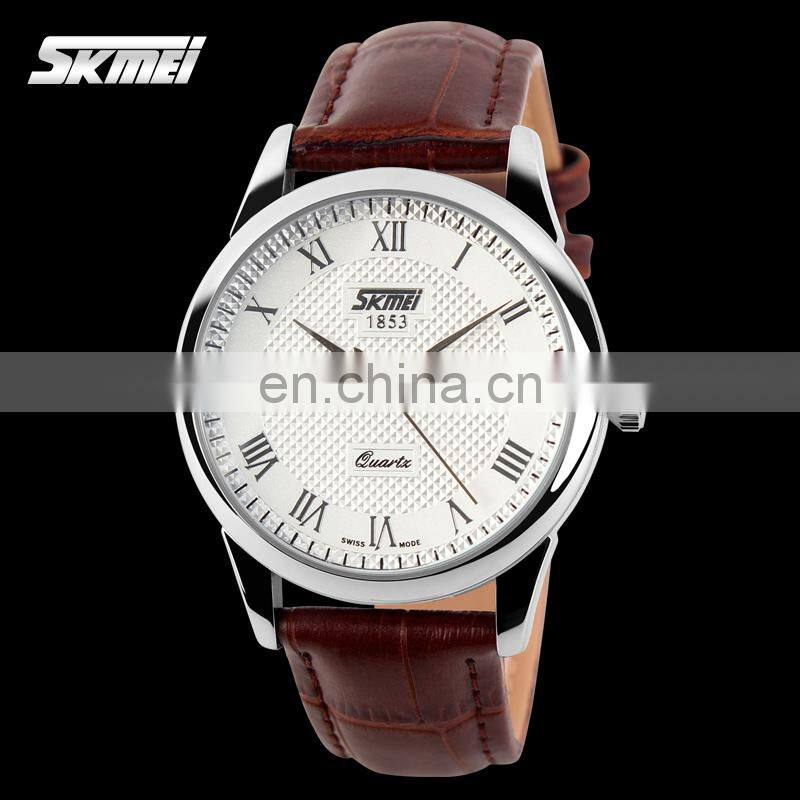 High Quality SKMEI 9058 Genuine Leather Luxury Men Women Wrist Watch Fashion Couple Watch