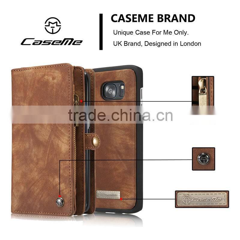 For samsung galaxy s7 edge case, leather case for samsung s7 edge with detacable back cover