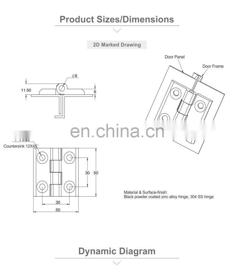 JL233C-1 Black Powder Coated ZDC Industrial External Hinges