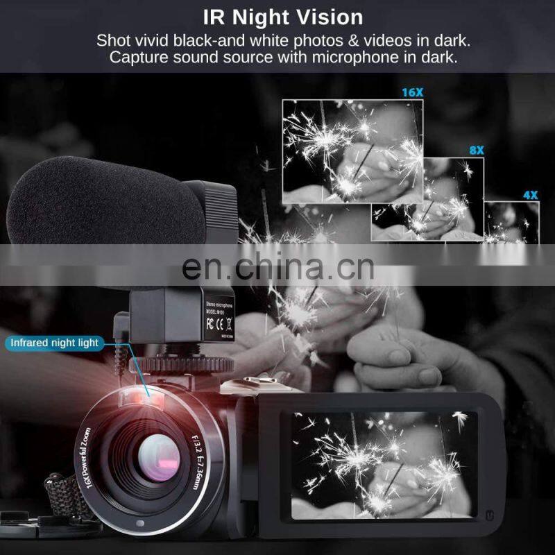 36MP 3.0 inch Touch Screen Night Vision IR 16X Digital ZOOM Youtube Vlogging Full HD wifi digital video camera