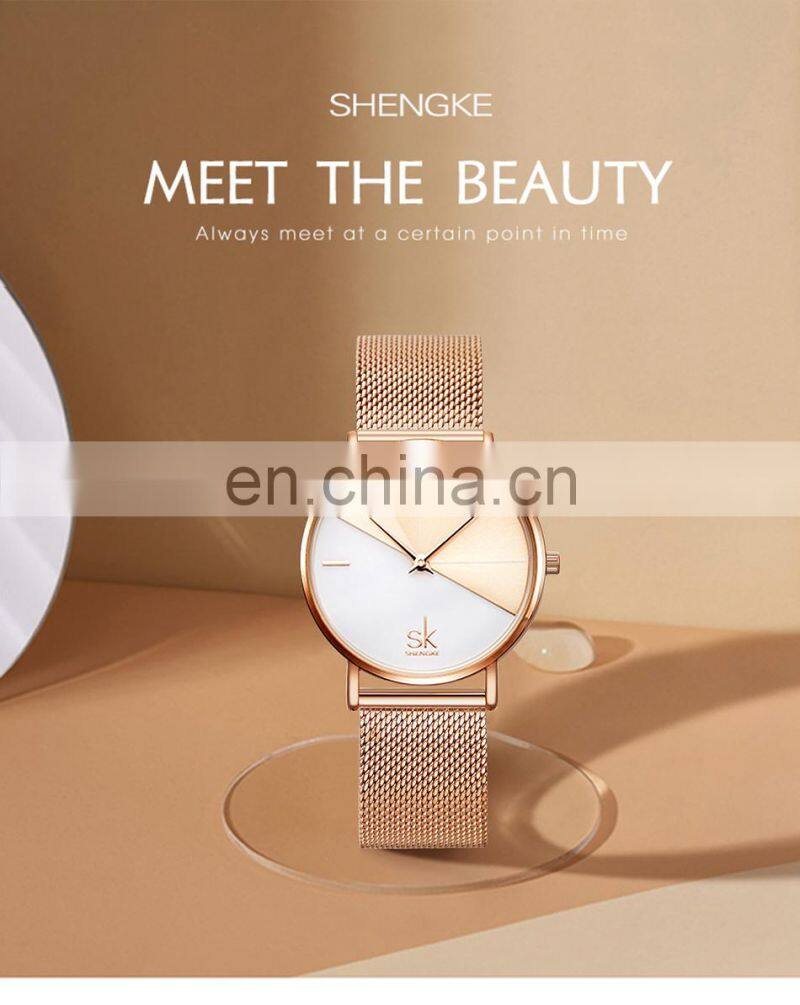 Ladies Clock SK Luxury Women Watches Fashion Female Quartz Wristwatches K0095L Relogio Feminino Steel Mesh Band Watch Woman