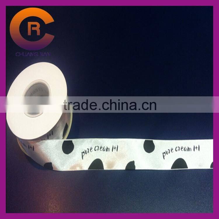 Factory price 5cm white logo black custom printed ribbon