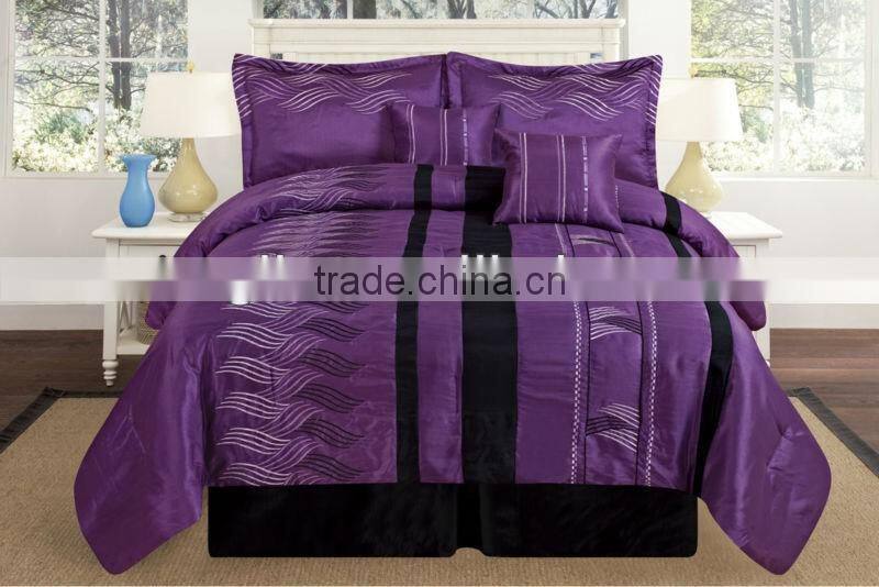 6Pcs Embroideried Faux Silk Comforter Set Queen Size