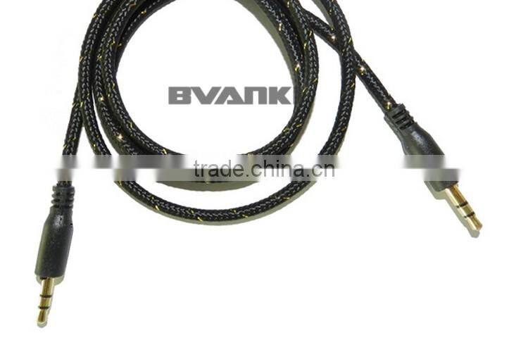 New premium 2016 Fabric Braided Flat AUX Cable For IPod Iphone MP3 Audio Cable 3.5mm for samsung galaxy j3 free samples