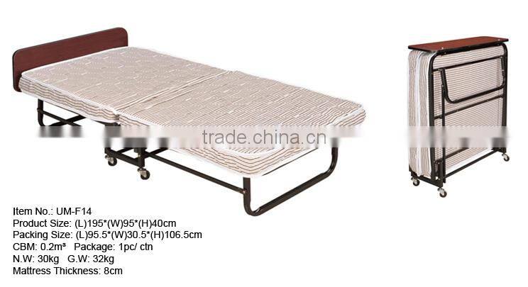 Metal Folding Bed Frame with Wheels/Hotel Single Bed