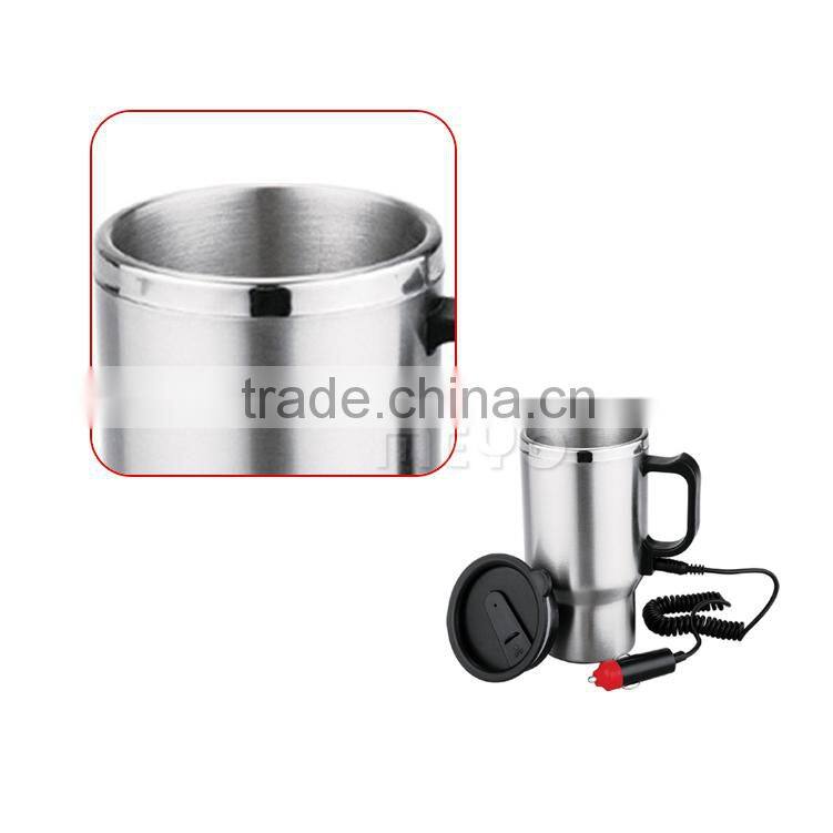 Stainless Steel Auto Heated Travel Coffee Tea Mug Cup With Car Charger
