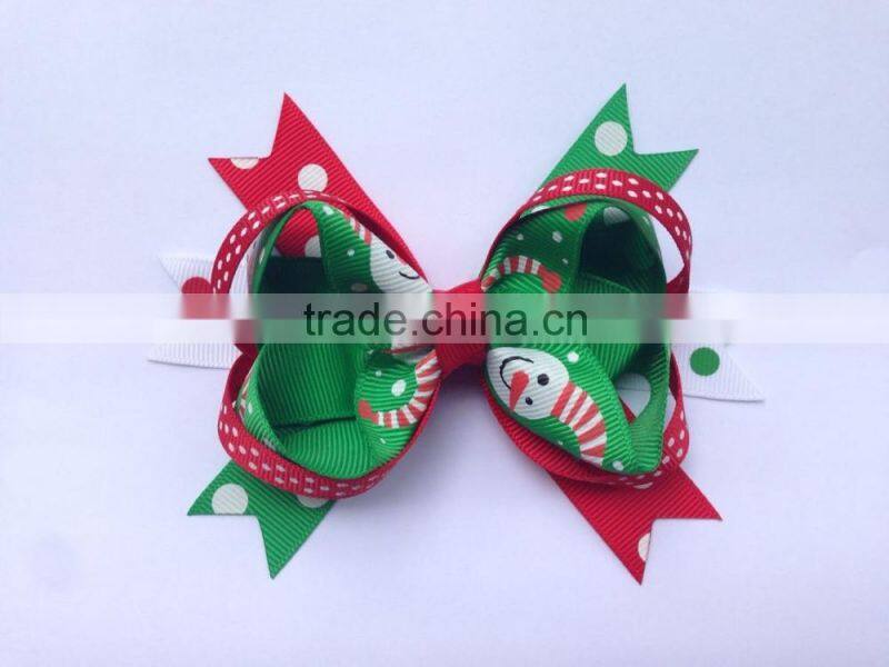 Baby Girl Hair Bow Large Layered Boutique Spike Christmas Hair Bows hairpin Clip in Red Green Party Hair Accessory CB-3389