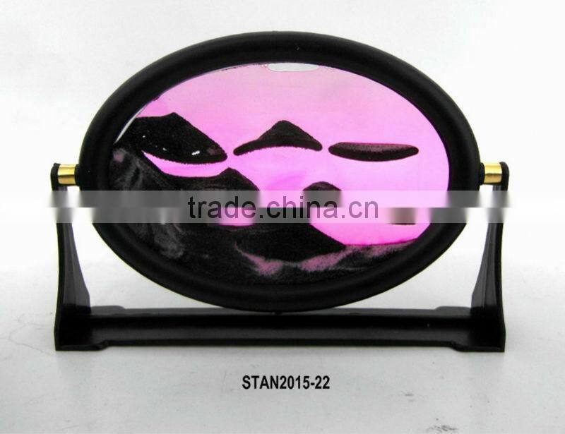 Round Black Plastic Frame Moving Sand Art
