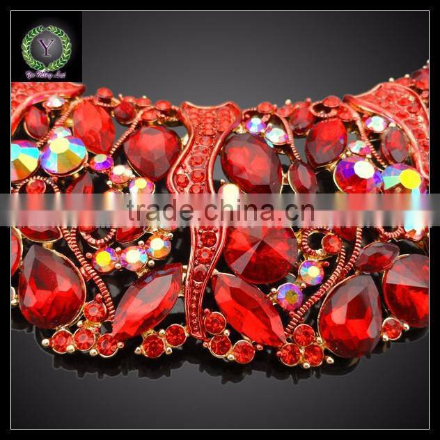 Wholesale Indian bridal women costume jewelry sets top quality heart shape hot-sale necklace and rings jewelry sets kHK715