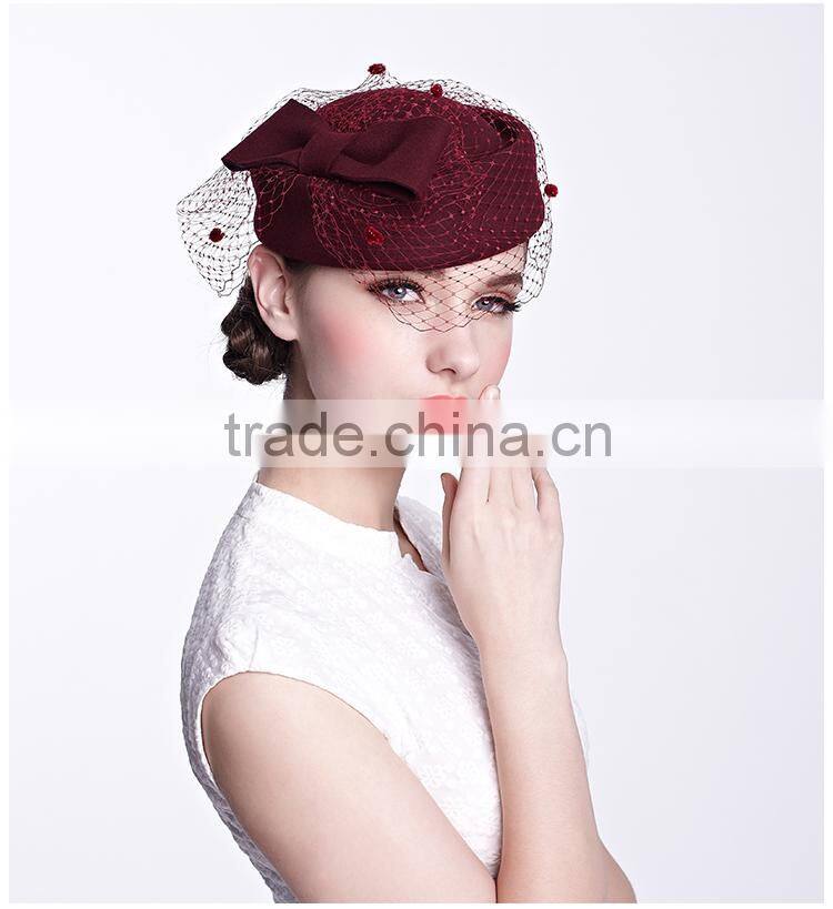 Bridal Wedding Lady Hat Wool Fascinator Church Women Hat
