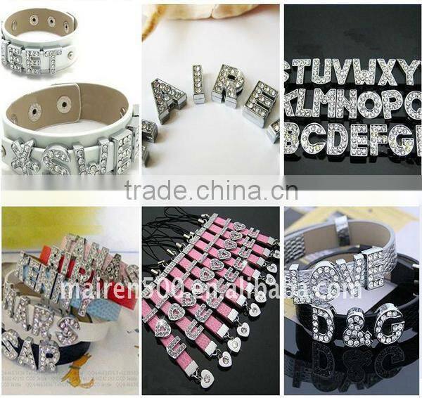 Crystal Peace Symbol Slider Charms For 10MM DIY Leather Bracelet Gummy Bracelet