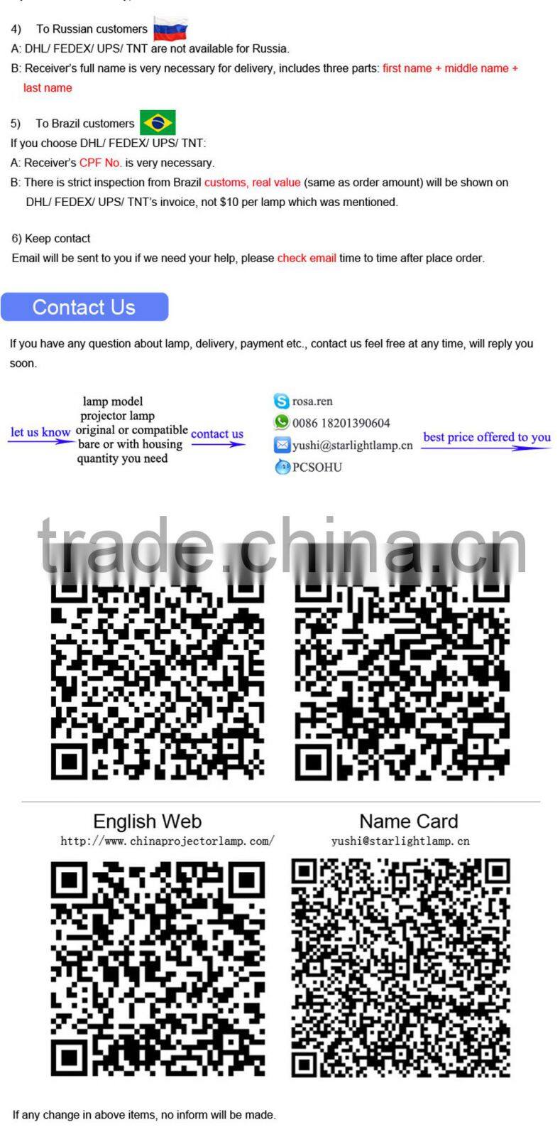 projector lamp bulb BL-FP280H SP.8TE01GC01 for OPTOMA X401 W401 new original best quality P-VIP 280/0.9 E20.8