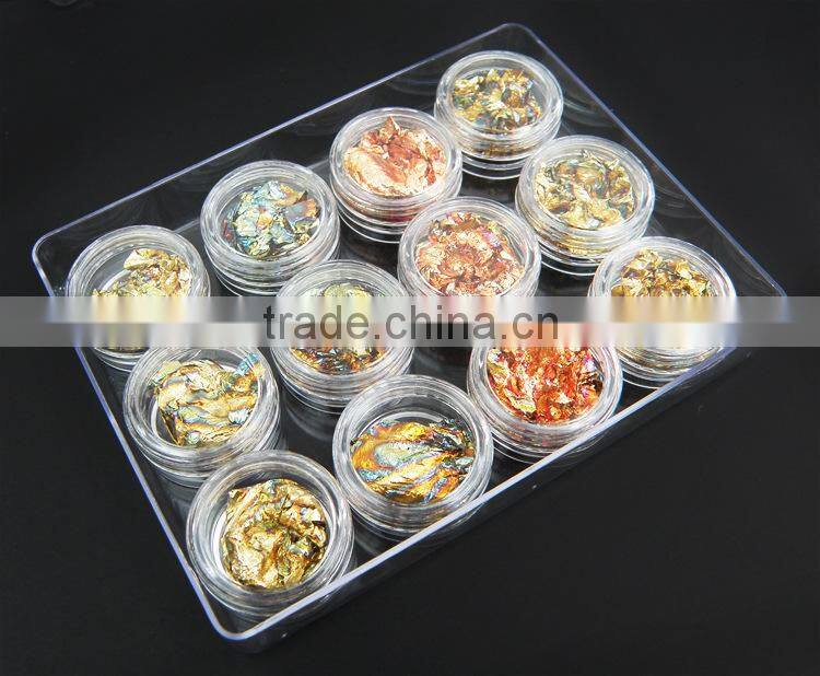 colorful foilGold Silver Foil for nail art 12 boxes