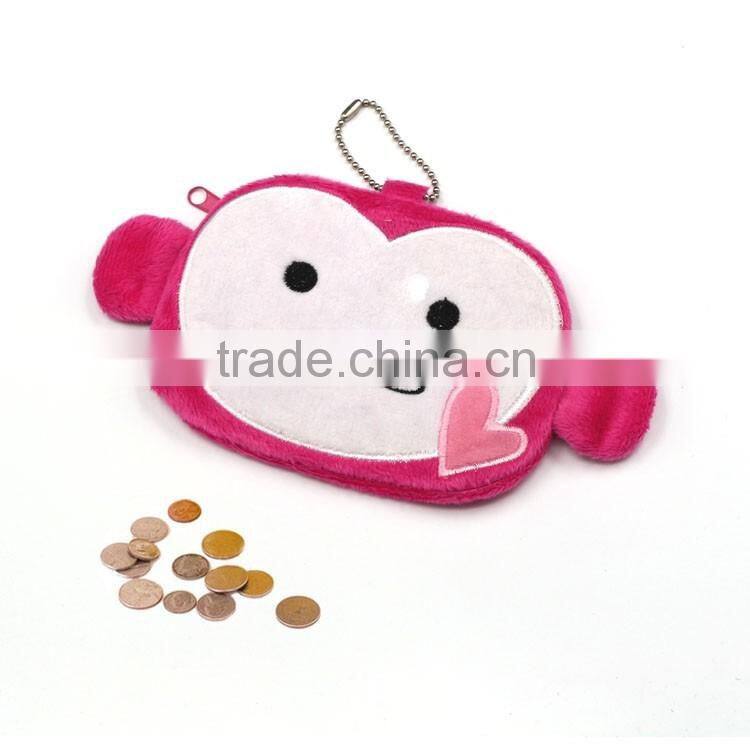 Fighting monkey coin purse, cute animal coin pouch; plush coin purse with metal ball chain