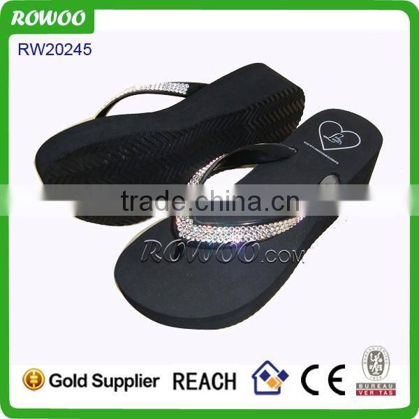 Daily Use Slipper fashion eva slipper soft textile upper high heel slipper