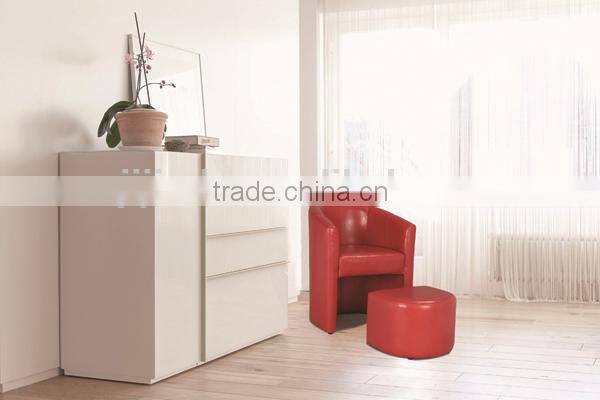 Faux leather round ottoman for home living room under mail order