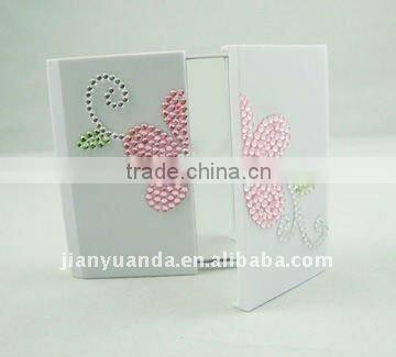 beautiful plastic folding table top cosmetic mirror with crystal
