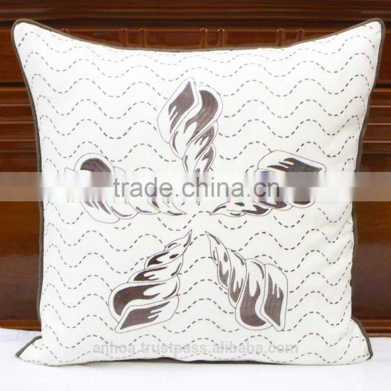 Abstract Floral Design Embroidered Pillow Cushion Cover