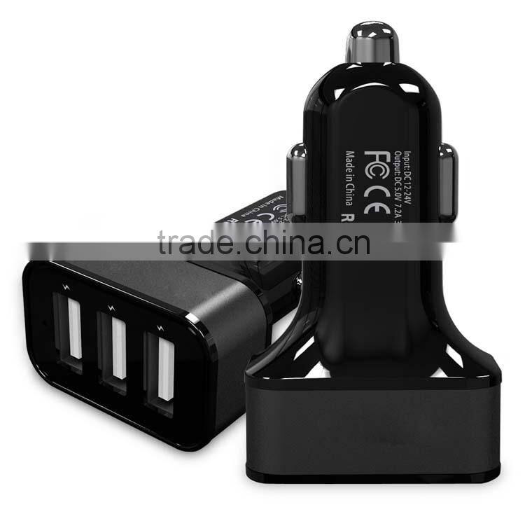 Factory Wholesales DC 12V-24V Input 3 USB Car Charger