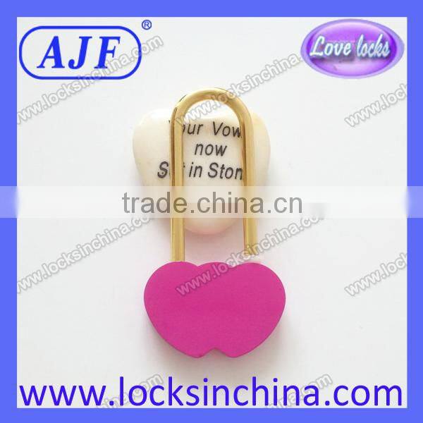 AJF new arrival popular colorful wedding gift gold shank heart love lock