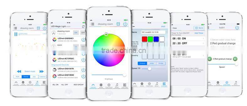 Music Alarm Group Bluetooth App Controlled Multi-Coloured Smart LED Bulb Bayonet B22